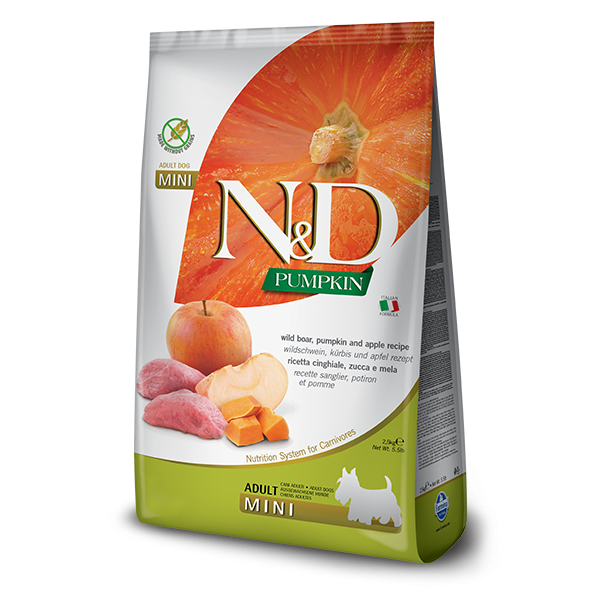 N&D PUMPKIN TAHILSIZ KUZU & YABAN MERSİNİ YETİŞKİN MINI 2,5kg